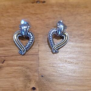 Brighton Silver and Gold Heart Earrings